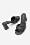 Women's Blunt Toe Banded Thick Heeled Slippers Deyola Black