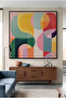 Vibrant Modern Shape Geometric Wall Art | Framed Canvas Print | Luxury Modern Decor for Living Room, Bedroom, Office & Gift