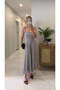 Vinla Brown Gingham Strappy Dress