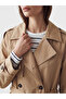 Nevavm Women's Double-Breasted Collared Belted Trench Coat - 3