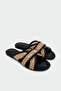 Otina Wicker Detailed Women's Black Flat Slippers - 2