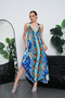 Long Oversized Dress with Halter Neck Detail and Backless Slit - 4