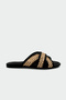 Otina Wicker Detailed Women's Black Flat Slippers