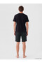 Black Printed Men's Shorts Pajama Set - 4