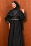 Black Front Stone Evening Dress - 3