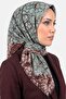 Women's Green Patterned Flared Cotton Scarf