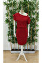Women's Short Sleeve Single Shoulder Strap and Accessory Detail Elastic Waist Crepe Dress - 4