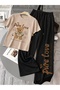Unisex Women's Men's Pure Love Bear Printed Oversized Tshirt and Baggy Sweatpants - Summer Two-Piece Tracksuit Set