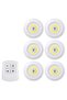 1W COB LED Puck Light 6 Pack with Remote, Dimmable, Wireless, Battery Powered