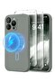 Strong Magnetic for iPhone 15 Pro Max Case Silicone, MagSafe, Camera Protection, 2X Screen Protectors