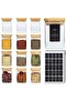 12Pcs 8oz Glass Spice Jars with Bamboo Lid, Airtight Square Containers with 275 Black Labels