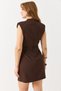 Women's Waist Window Detailed Gold Buckle Mini Dress Brown - 5