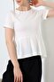 Sandy Fabric Short Sleeve Flounce Women's Blouse - 6