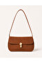 Roma Tan Covered Baguette Shoulder Bag Women's Stylish Daily Bag with Strap - 5
