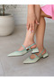 Amore Mint Green Suede 3 cm Low Heel Strap Sandals Shoes - 2