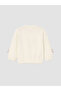 Ecru Crew Neck Girls' Zippered Sweatshirt - 3