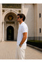 Men's Comfortable Short Sleeve White Polo Collar T-Shirt - 6