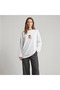 Nubarco White Oversize Wide Cut Long Sleeve 100% Cotton Summer Korean Food Printed Tshirt