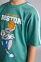 100% Cotton Looney Tunes Licensed New Regular Fit Crew Neck Short Sleeve Green T-Shirt for Boys H - 4