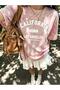 Pink California Printed Washable Vintage Unisex Oversize T-Shirt - 3