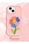 iPhone 15 Compatible Case Camera Protector Pink Silicone Couple Phone Case with Floral Pattern - 2