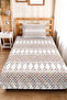 Geometric White Young Room Single Pique Set - Bohemian Colorful 160X220 cm Quilted Bedspread - 2