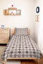 Gray Geometric Modern Young Room Single Pique Set-Mink Ecru 160X220 cm Quilted Bedspread - 6