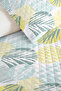 Tropical Yellow Young Room Single Pique Set - Mint Geometric 160X220 cm Quilted Bedspread - 3