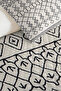 Geometric Bohemian Cream Young Room Single Pique Set - Black Nordic 160X220 cm Bedspread - 3
