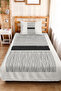 Black Striped Geometric Youth Room Single Pique Set - Modern 160X220 cm Quilted Bedspread - 6