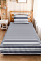 Striped Navy Blue Youth Room Single Pique Set - Modern White 160X220 cm Quilted Bedspread - 5