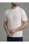 Men's Beige Corded Fabric Knitwear Slim Fit T-Shirt - 3