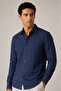 100% Pure Linen Striped Long Sleeve Regular Fit Men's Shirt |   Mes129774-01