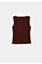 Slim Fit Sleeveless Women's Brown Tank Top - 5