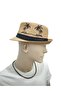 Jtss26Blk1887 Hasir Beige Color One Side Plain One Side Palm Tree Patterned 1St Quality Summer Hat Ja - 2