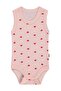 Heart Printed 0-3 Years Old Snap Fastener Badi - Pink