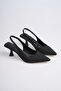 Women's Black Satin Heeled Shoes Tr08Ms08A - 4