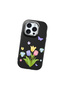 iPhone 15 Pro Compatible Case with Camera Protection Black Silicone Couple Phone Case with Floral Pattern - 3