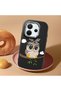 Redmi Note 14 4g Compatible Case Camera Protector Black Silicone Couple Phone Case Owl Patterned - 2