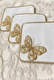 Linen Fabric Coffee Side Presentation Napkin, Cocktail Napkin, Coffee Side Presentation Napkin, Presentation Holder, Coaster with Stone and Beaded Design - 2
