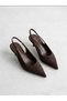 13058 Genuine Leather Open Back 4.5cm Short Thin Heel Stiletto Shoes for Women - 4