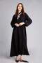 Regular Fit Shirt Collar Long Sleeve Black Maxi Dress H5339Ax26Sm