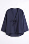 Lace-Up Striped Kimono 2350 - Dark Blue - 5
