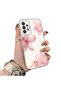 Samsung Galaxy A73 Compatible Silicone Edge Hard Back Case Couple Phone Case with Floral Pattern