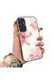 Samsung Galaxy A24 Compatible Silicone Edge Hard Back Case Couple Phone Case with Floral Pattern