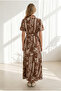 Women's Boho Camel Buttoned Belted Maxi Viscose Shirt Dress Elb-19002382 - 6