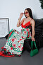 Full Length Strappy Double-Breasted Waist-Tied Viscose Dress - 7