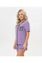Women's Short Sleeve Purple Buttoned Shorts Heart Pajama Set - 2
