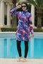 2-Piece Set (with Bonnet Gift) High-Necked, Side Zippered, Long Sleeve, Water-Repellent Fabric, Hijab Swimsuit D17