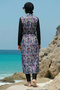 2-Piece Set (with Bonnet Gift) Lycra Sleeves, Front Zipper, Slit, Maxi Burkini, Hijab Swimsuit D27 - 2